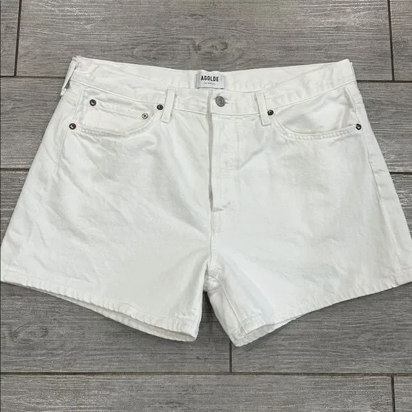 Agolde Parker Long White Denim Jean Shorts Size 31 (12) New! - Picture 10 of 15